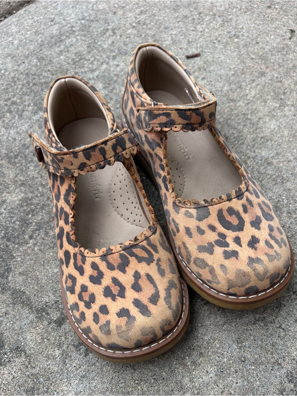 Girls' Leopard Print Mary Jane Kids Shoes - Tan/Brown